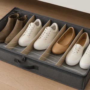 Under Bed Storage Organizer with Compartments for Shoes and Boots