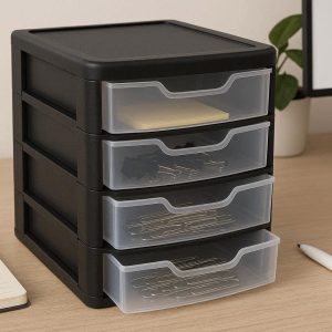 Plastic Desktop Storage Cabinet with Drawers for Office and Home Organization
