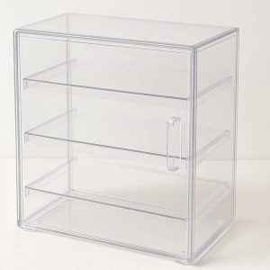 Transparent Plastic Desktop Cabinet with Adjustable Shelves for Versatile Use