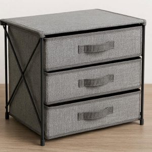 Collapsible Fabric Desktop Cabinet with Drawers for Small Spaces