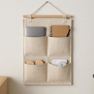Hanging Fabric Desktop Cabinet with Pockets for Wall Mounted Storage
