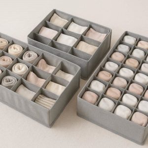 Multi Compartment Closet Organizer Bags Pack of 3 for Socks Underwear