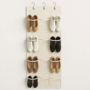Hanging Shoe Organizer with 12 Pockets for Closet Door or Rod