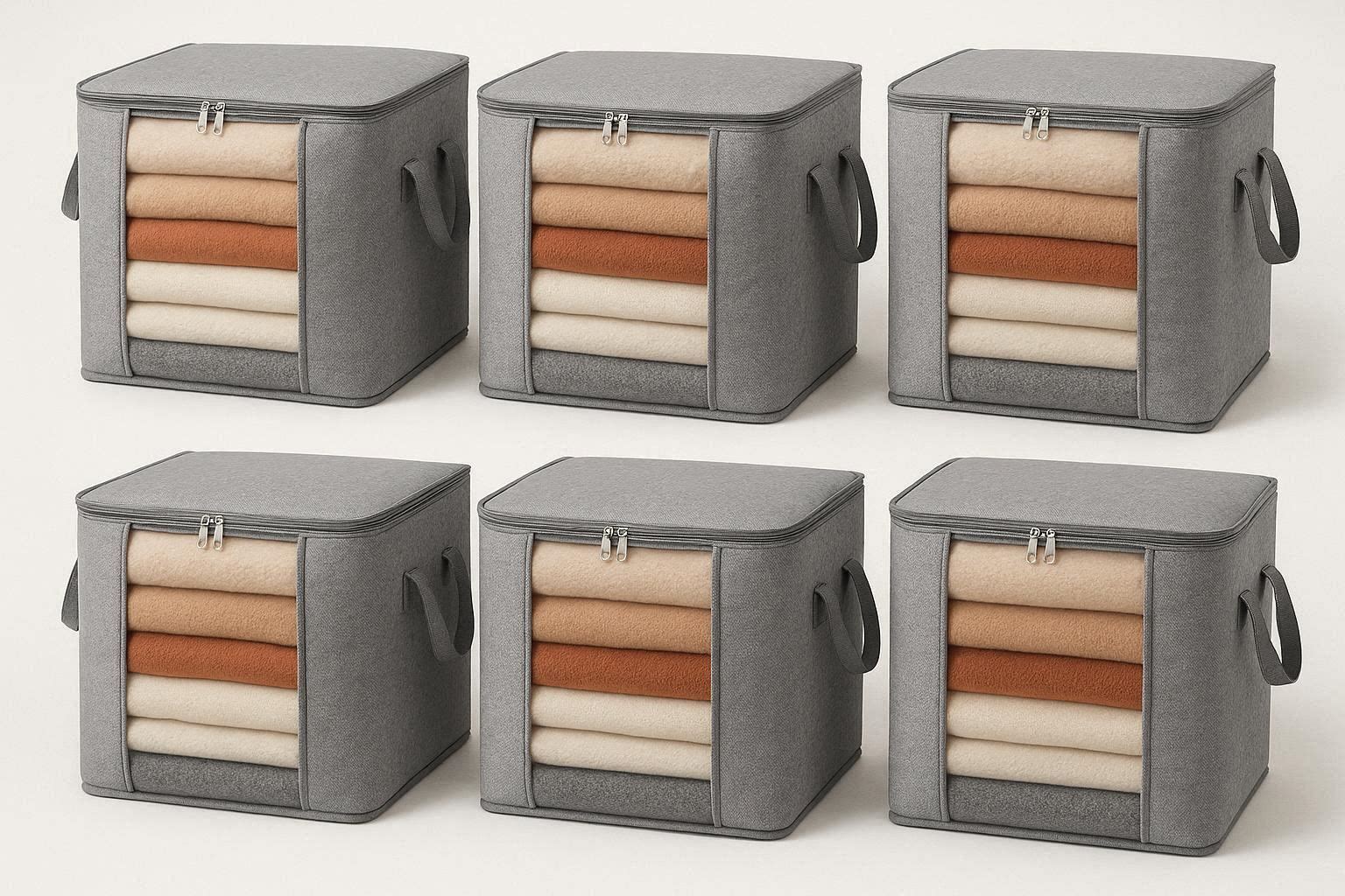 Generic Foldable Closet Storage Bags Pack of 6 for Seasonal Clothes Organization