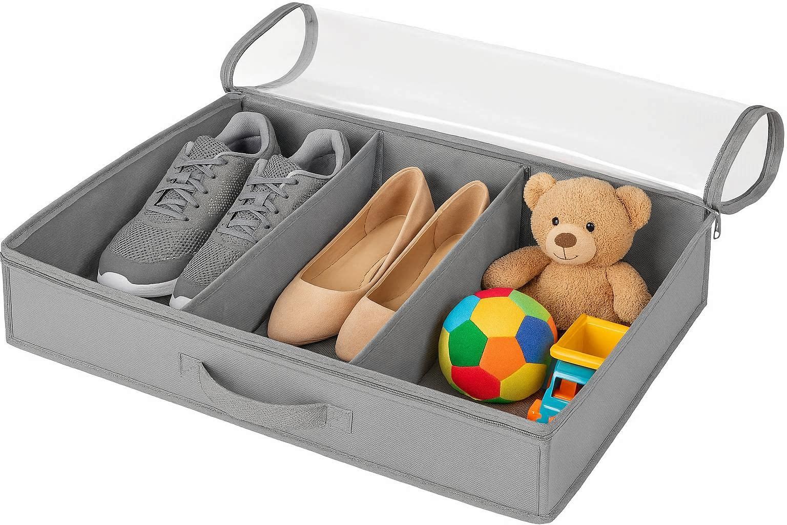 Foldable Under Bed Storage Bag with Zipper Closure for Shoes and Toys