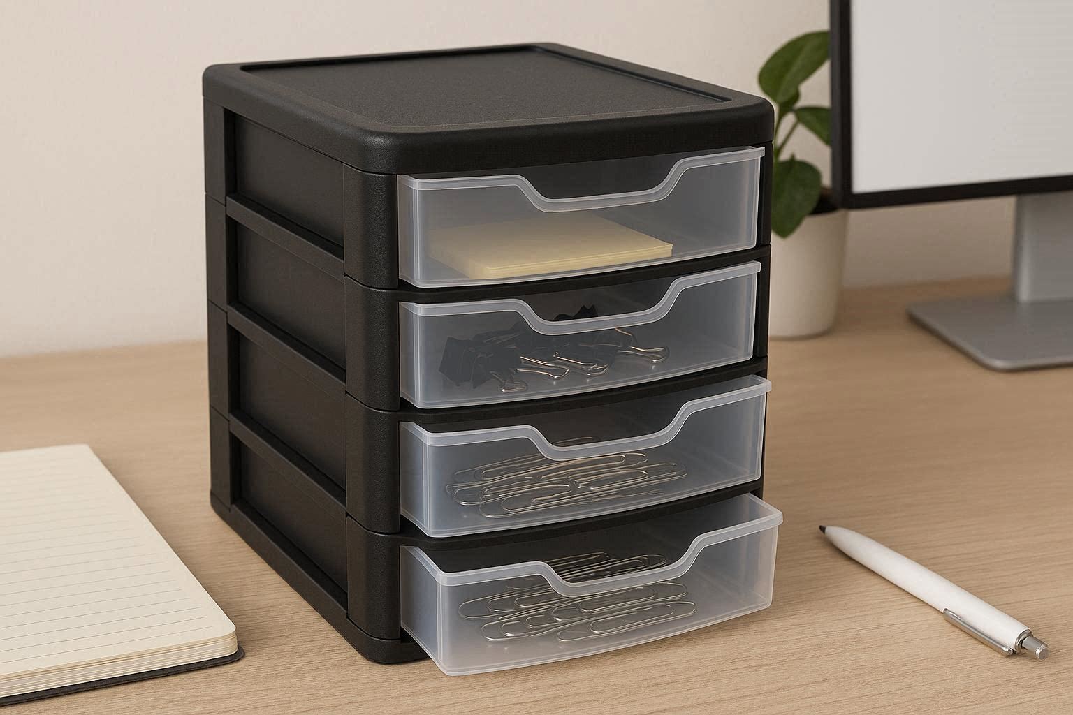 Plastic Desktop Storage Cabinet with Drawers for Office and Home Organization