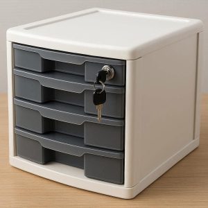 19-3.jpg Stackable Plastic Desktop Cabinet with Lockable Drawers for Secure Storage