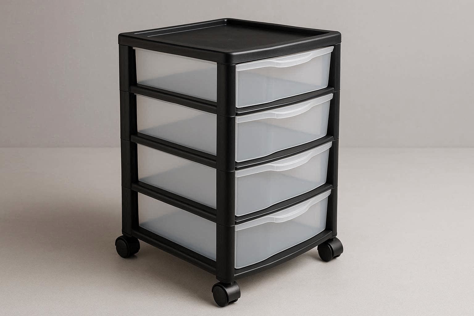 Multi Tier Plastic Desktop Cabinet with Wheels for Easy Mobility